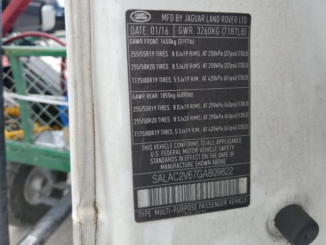 SALAC2V67GA809822 - 2016 LAND ROVER LR4 თეთრი ფოტო 12