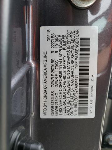 19UUB3F62KA004431 - 2019 ACURA TLX TECHNOLOGY GRAY photo 12