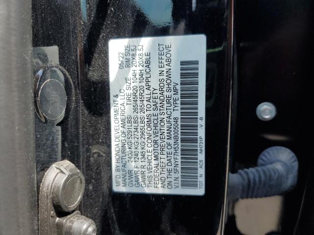 5FNYF7H53NB005048 - 2022 HONDA PASSPORT EXL أسود صورة 13