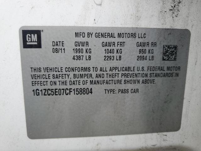 1G1ZC5E07CF158804 - 2012 CHEVROLET MALIBU 1LT 白色 照片 12