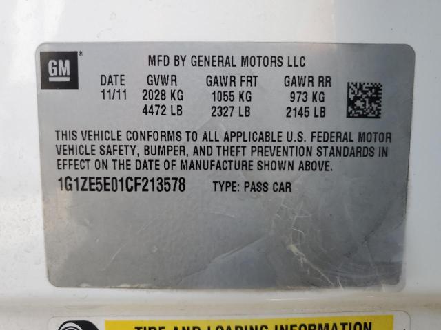 1G1ZE5E01CF213578 - 2012 CHEVROLET MALIBU LTZ თეთრი ფოტო 13