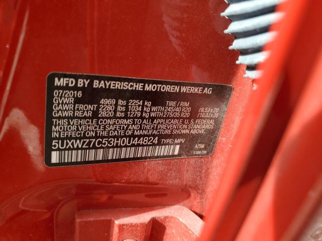 5UXWZ7C53H0U44824 - 2017 BMW X3 SDRIVE28I RED photo 12