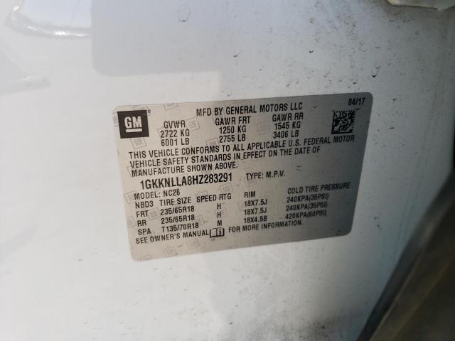 1GKKNLLA8HZ283291 - 2017 GMC ACADIA SLE WHITE photo 12