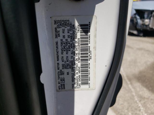 5TBRT34111S189509 - 2001 TOYOTA TUNDRA ACCESS CAB 白色 照片 12