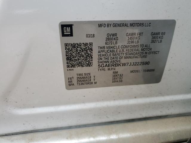 5GAERBKW7JJ222590 - 2018 BUICK ENCLAVE ESSENCE 白色 照片 13