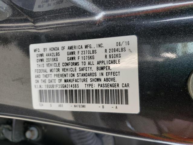 19UUB1F35GA014565 - 2016 ACURA TLX GRAY photo 12