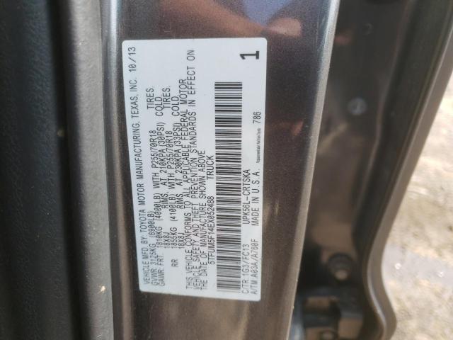 5TFUM5F14EX052488 - 2014 TOYOTA TUNDRA DOUBLE CAB SR/SR5 GRAY photo 12