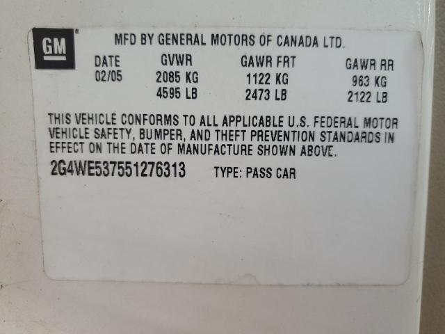 2G4WE537551276313 - 2005 BUICK LACROSSE CXS თეთრი ფოტო 12