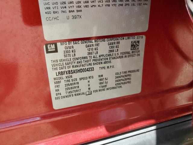 LRBFXBSA5HD004233 - 2017 BUICK ENVISION ESSENCE Qırmızı foto 13