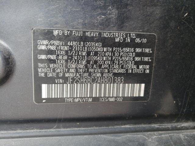 JF2SH6BC2AH801383 - 2010 SUBARU FORESTER XS Boz foto 13