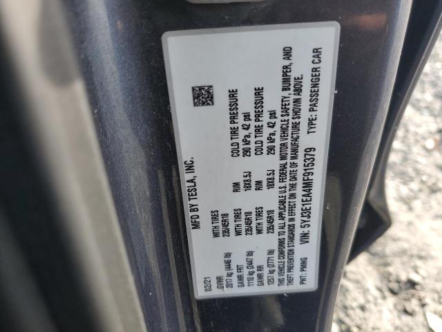 5YJ3E1EA4MF915379 - 2021 TESLA MODEL 3 SILVER photo 12