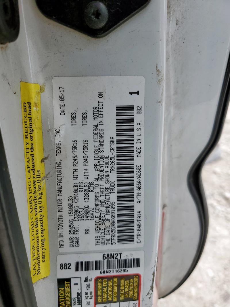 5TFRX5GN0HX091095 - 2017 TOYOTA TACOMA ACCESS CAB أبيض صورة 12