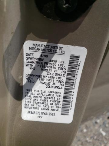 JN8AR07S1YW413592 - 2000 NISSAN PATHFINDER LE 金色 照片 13