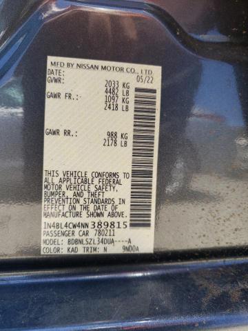 1N4BL4CW4NN389815 - 2022 NISSAN ALTIMA SR GRAY photo 12