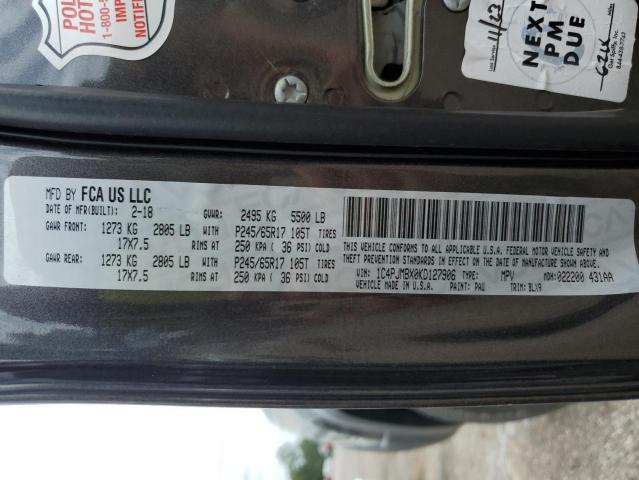 1C4PJMBX0KD127906 - 2019 JEEP CHEROKEE TRAILHAWK GRAY photo 14