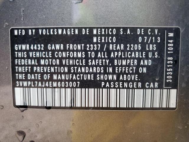3VWPL7AJ4EM603007 - 2014 VOLKSWAGEN JETTA TDI Gri fotoğraf 12