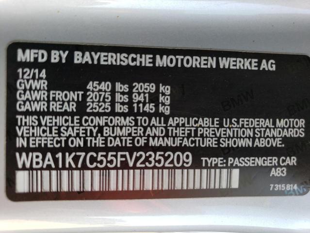 WBA1K7C55FV235209 - 2015 BMW 228 XI SILVER photo 12