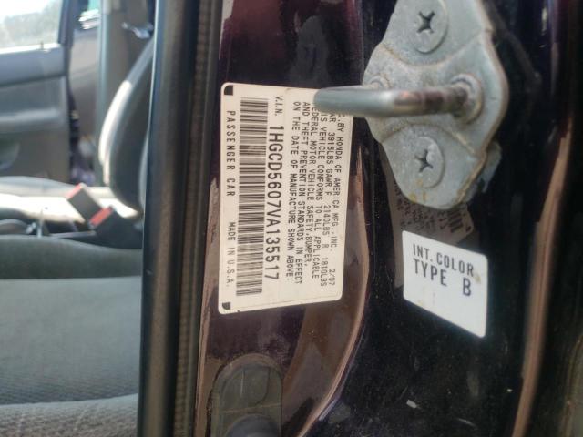 1HGCD5607VA135517 - 1997 HONDA ACCORD SE PURPLE photo 10