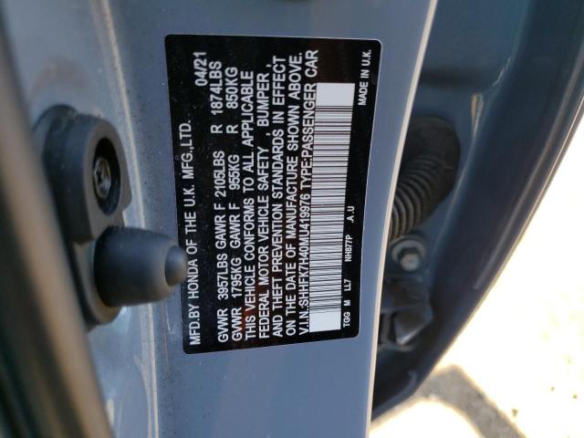 SHHFK7H40MU419976 - 2021 HONDA CIVIC SPORT 灰色 照片 12