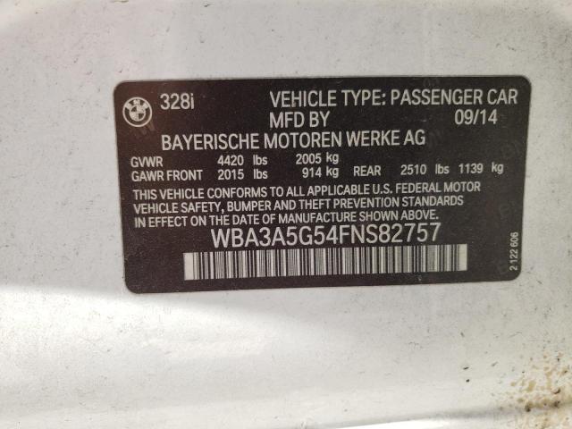 WBA3A5G54FNS82757 - 2015 BMW 328 I WHITE photo 12