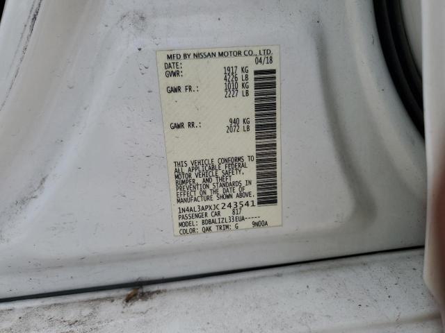 1N4AL3APXJC243541 - 2018 NISSAN ALTIMA 2.5 WHITE photo 13