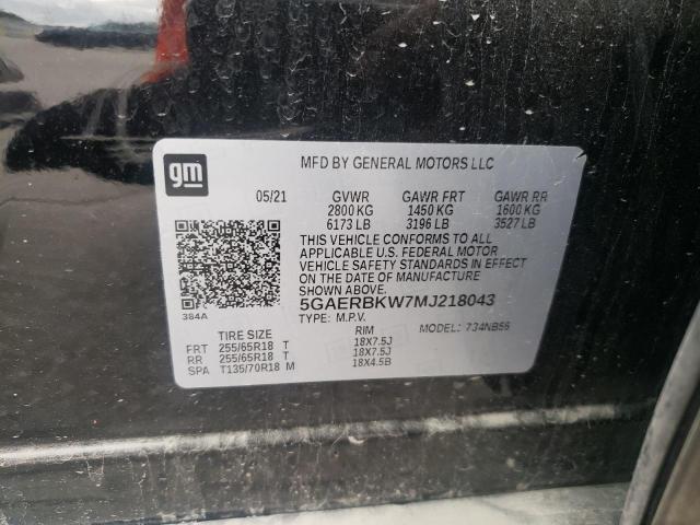 5GAERBKW7MJ218043 - 2021 BUICK ENCLAVE ESSENCE შავი ფოტო 13