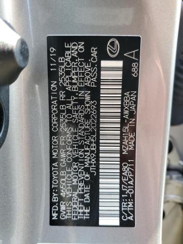 JTHX9JBH5L2022693 - 2020 LEXUS UX 250H SILVER photo 12