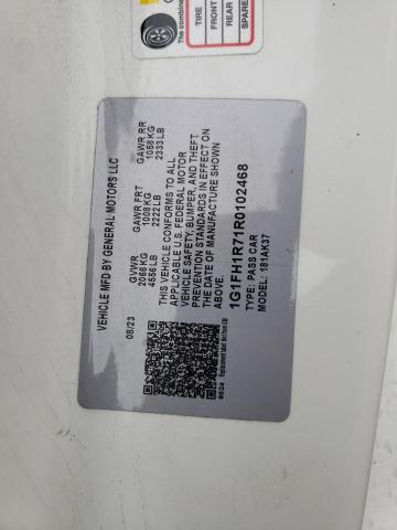 1G1FH1R71R0102468 - 2024 CHEVROLET CAMARO SS WHITE photo 13