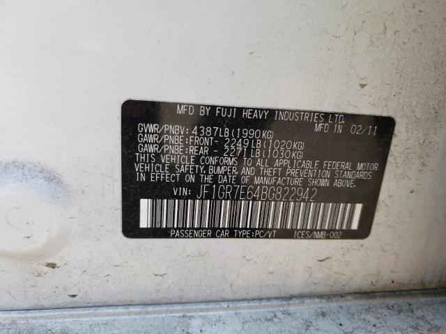 JF1GR7E64BG822942 - 2011 SUBARU IMPREZA WRX GRAY photo 12