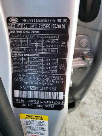 SALFR2BN4CH313037 - 2012 LAND ROVER LR2 HSE SILVER photo 12