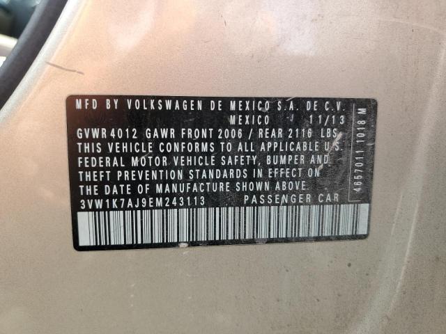 3VW1K7AJ9EM243113 - 2014 VOLKSWAGEN JETTA BASE 米色 照片 12