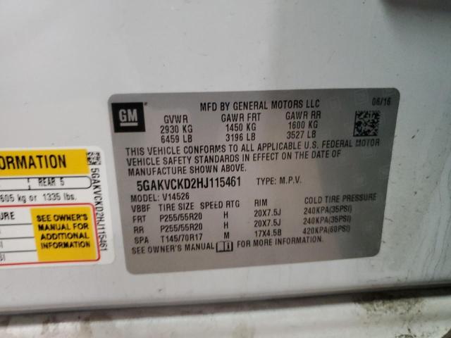 5GAKVCKD2HJ115461 - 2017 BUICK ENCLAVE WHITE photo 14