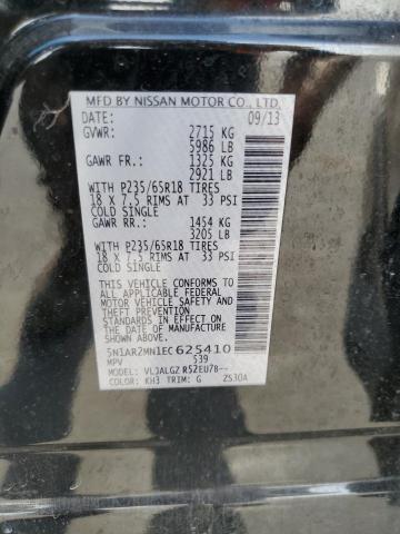 5N1AR2MN1EC625410 - 2014 NISSAN PATHFINDER S BLACK photo 13