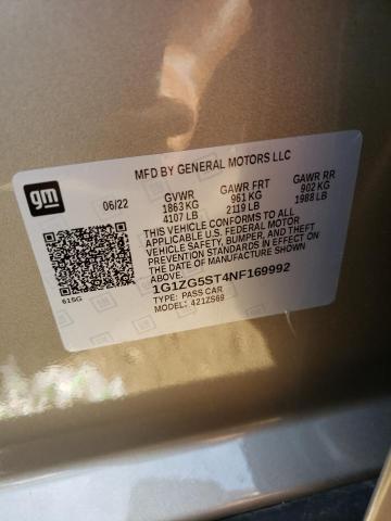 1G1ZG5ST4NF169992 - 2022 CHEVROLET MALIBU RS 米色 照片 12