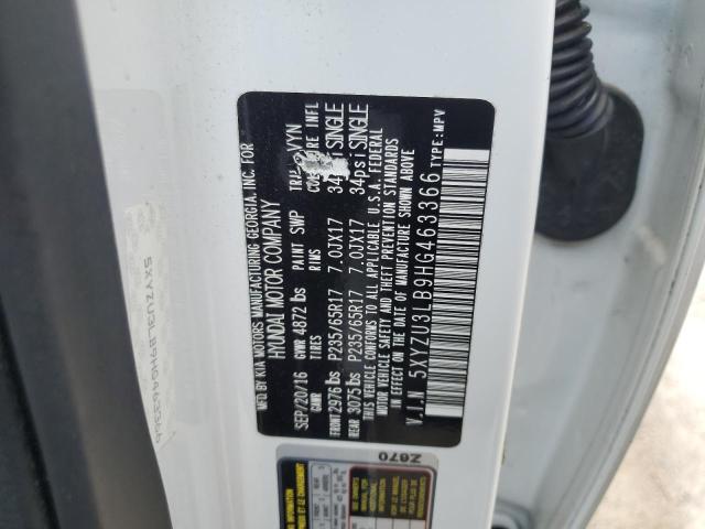 5XYZU3LB9HG463366 - 2017 HYUNDAI SANTA FE S WHITE photo 13