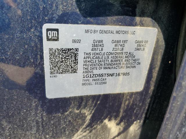 1G1ZD5ST5NF167905 - 2022 CHEVROLET MALIBU LT BLUE photo 12