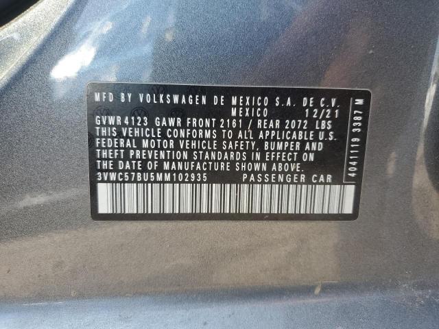3VWC57BU5MM102935 - 2021 VOLKSWAGEN JETTA S GRAY photo 12