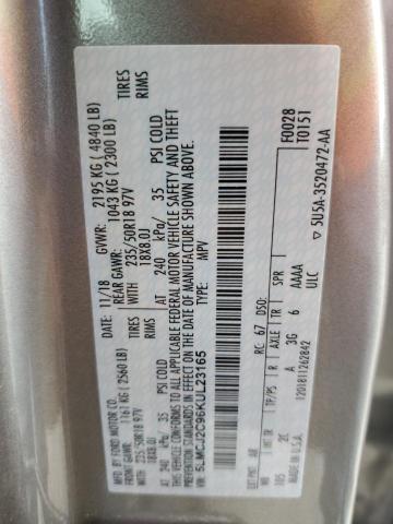 5LMCJ2C96KUL23165 - 2019 LINCOLN MKC SELECT Ոսկեգույն լուսանկար 12