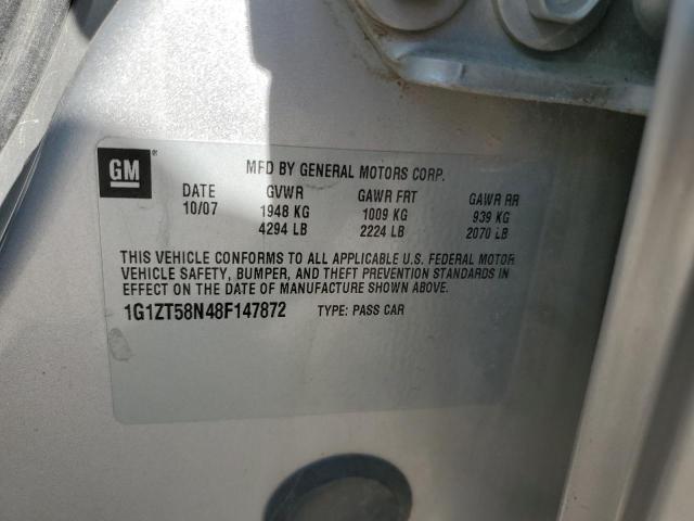 1G1ZT58N48F147872 - 2008 CHEVROLET MALIBU LT SILVER photo 13