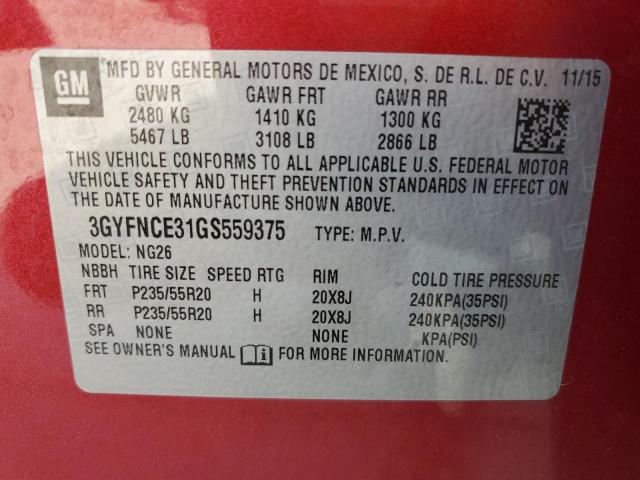 3GYFNCE31GS559375 - 2016 CADILLAC SRX PERFORMANCE COLLECTION Marron photo 13