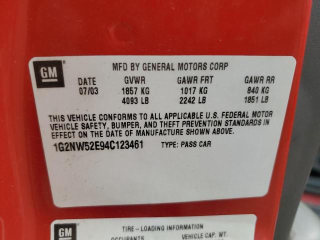 1G2NW52E94C123461 - 2004 PONTIAC GRAND AM GT RED photo 13