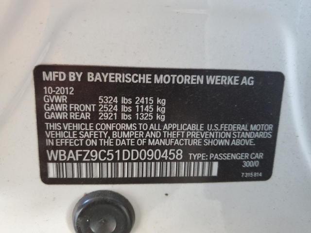 WBAFZ9C51DD090458 - 2013 BMW 535 I HYBRID WHITE photo 12