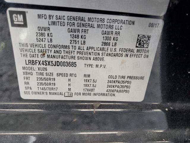 LRBFX4SX5JD003685 - 2018 BUICK ENVISION PREMIUM II BLACK photo 13