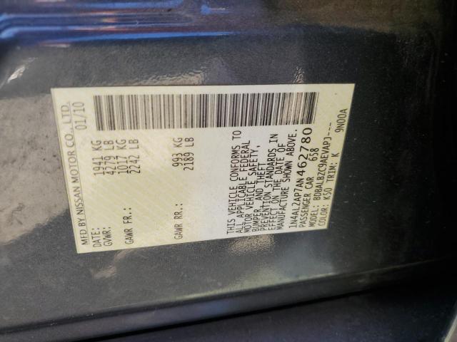 1N4AL2AP7AN462780 - 2010 NISSAN ALTIMA BASE BLUE photo 12