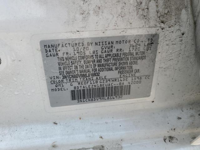 3N1CN8DV9ML816932 - 2021 NISSAN VERSA S WHITE photo 13