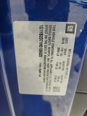 1G1YB2D71H5109025 - 2017 CHEVROLET CORVETTE STINGRAY 1LT BLUE photo 12