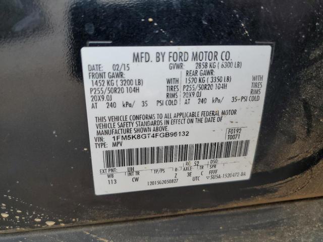 1FM5K8GT4FGB96132 - 2015 FORD EXPLORER SPORT 黑色 照片 13