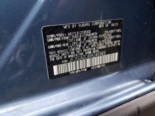 JF2GUADC4RH246949 - 2024 SUBARU CROSSTREK PREMIUM BLUE photo 12