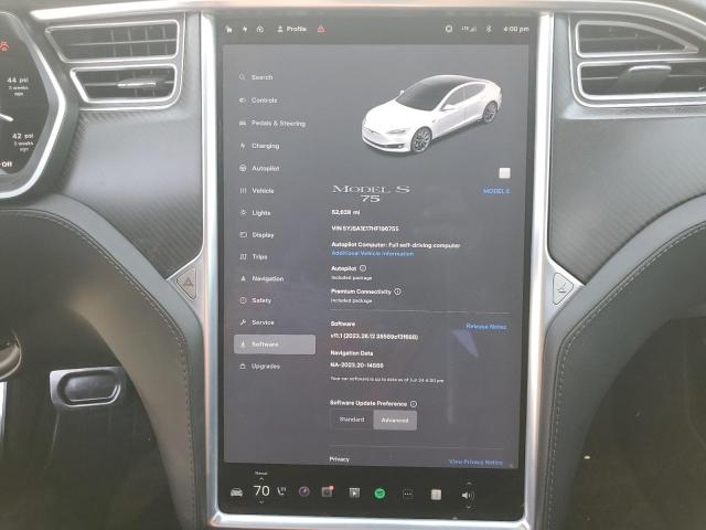 5YJSA1E17HF196755 - 2017 TESLA MODEL S 白色 照片 9