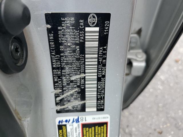 4T1BK1EB1DU076372 - 2013 TOYOTA AVALON BASE 银色 照片 12